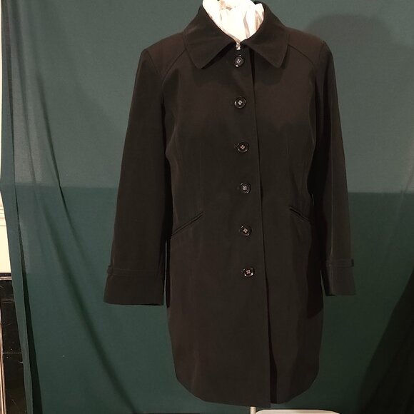 Anne Klein Black Coat with Black Buttons, Size 1X - Picture 1 of 9